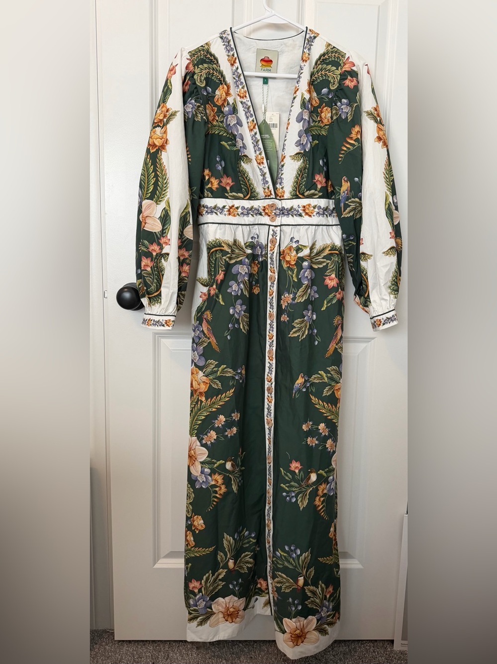 FARM Rio Nature Long Sleeve Plunge Maxi Dress - Picture 3 of 6